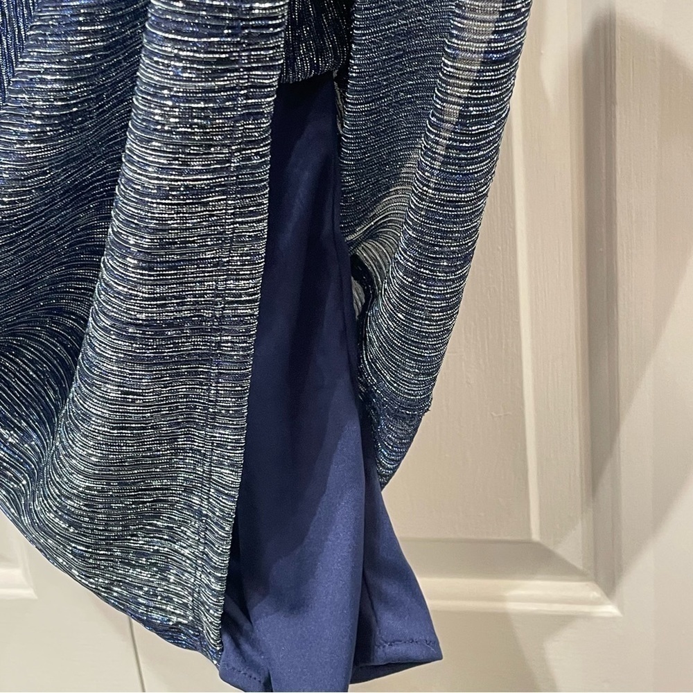 R & M Richards Blue Shimmering Metallic Sleeveless Dress Women's Size 8 NEW - Picture 10 of 11